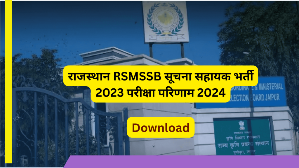 RSMSSB Informatic Assistant 2023 Exam Result 2024 Download